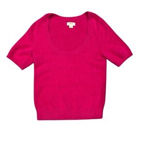 Maeve Anthropologie Eyelash Sweater Tee Pink Scoop Neck Fuzzy Soft Top